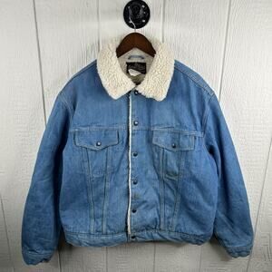 Vintage 70’s Gale Sobel Denim Sherpa Lined Button Up Jacket Size 2XL